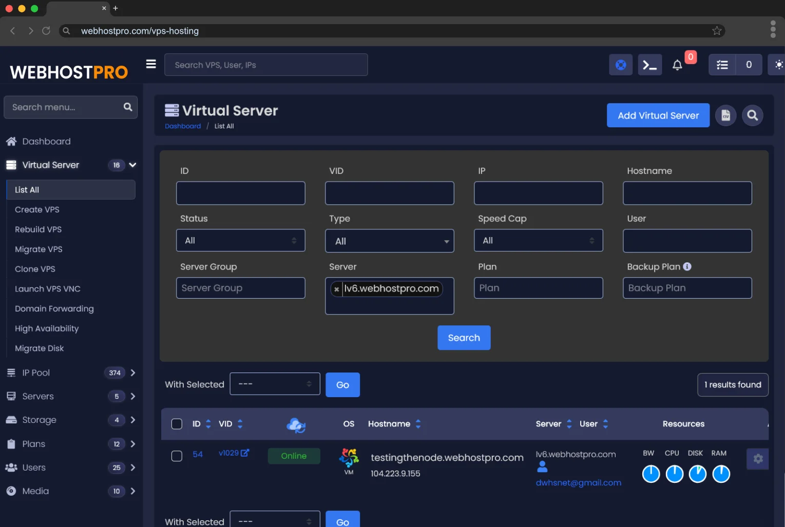 Virtualizor VPS hosting control panel