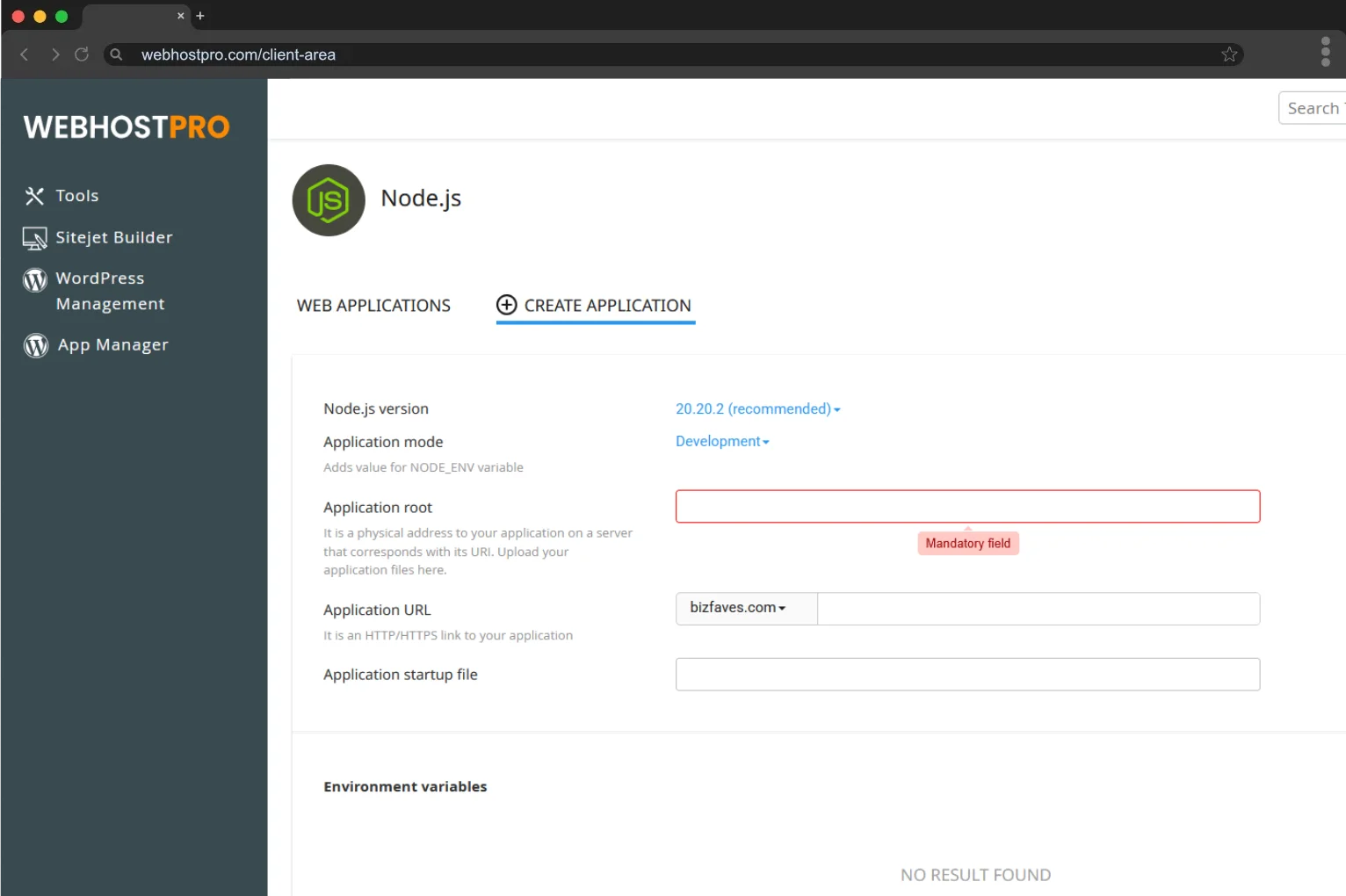 Developer hosting tools and application stack dashboard