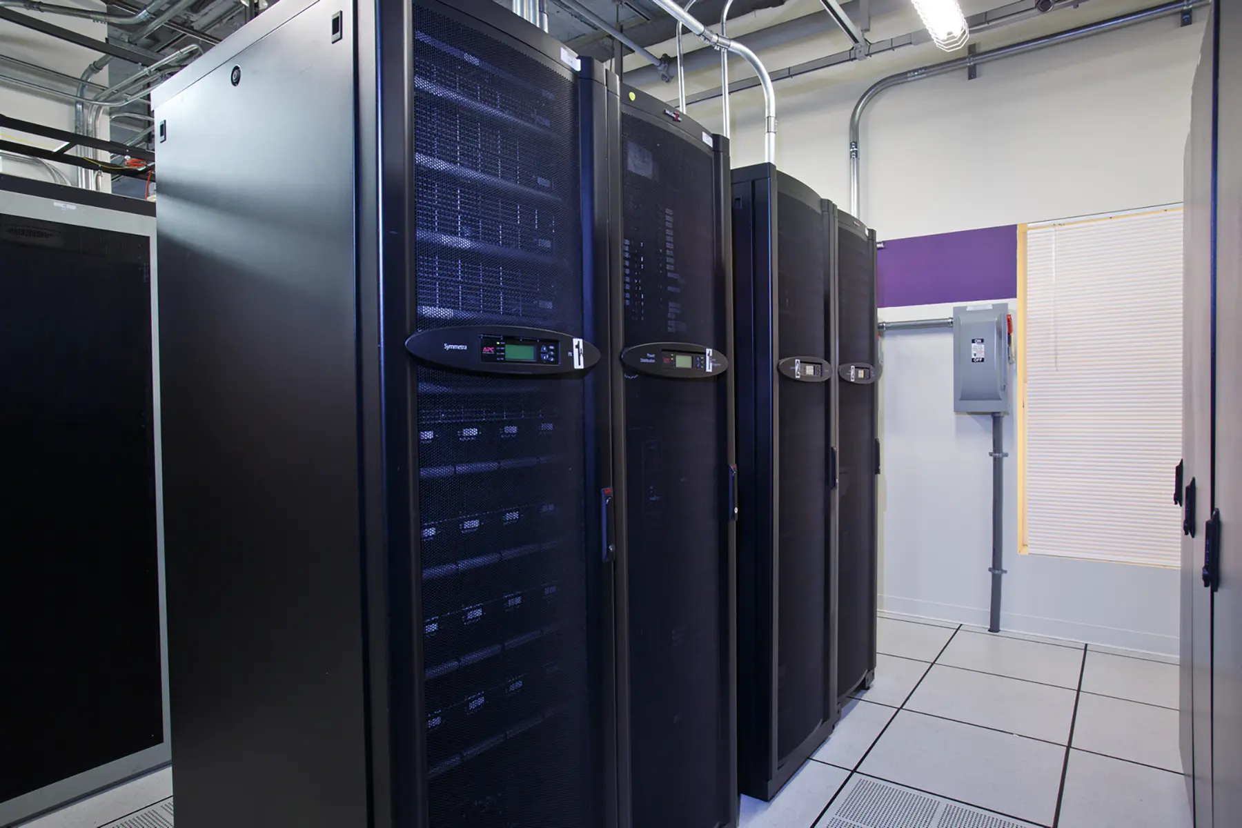 Enclosed server cabinets and monitored cooling equipment in the Los Angeles facility